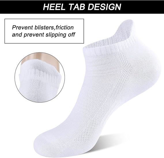 14 Pairs Unisex Breathable Low-Cut Ankle Socks with Heel Tab