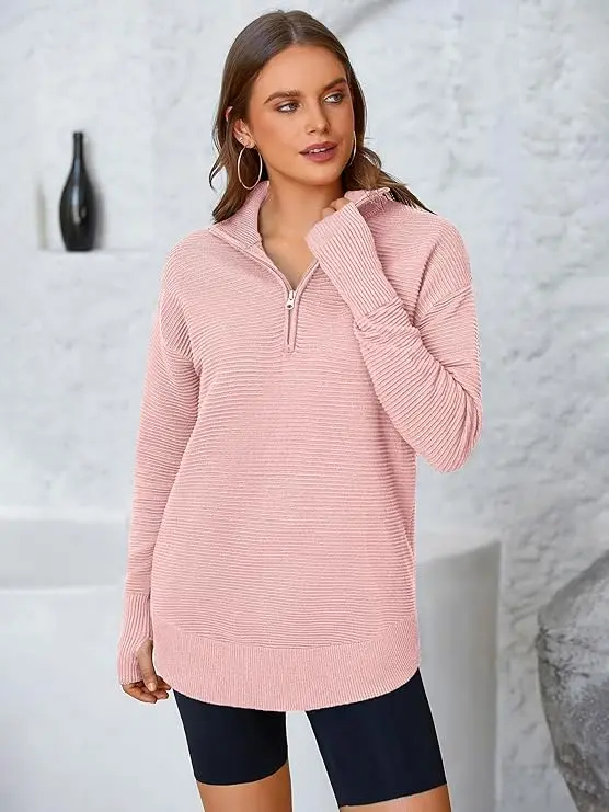 PRETTYGARDEN Women's Cozy Quarter Zip Pullover Sweater
