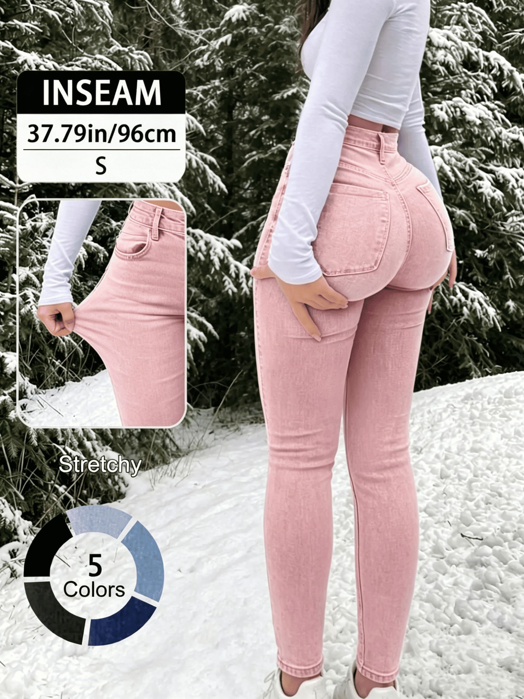 Elegant High Waist Long Skinny Denim Jeans for Women - Image 11