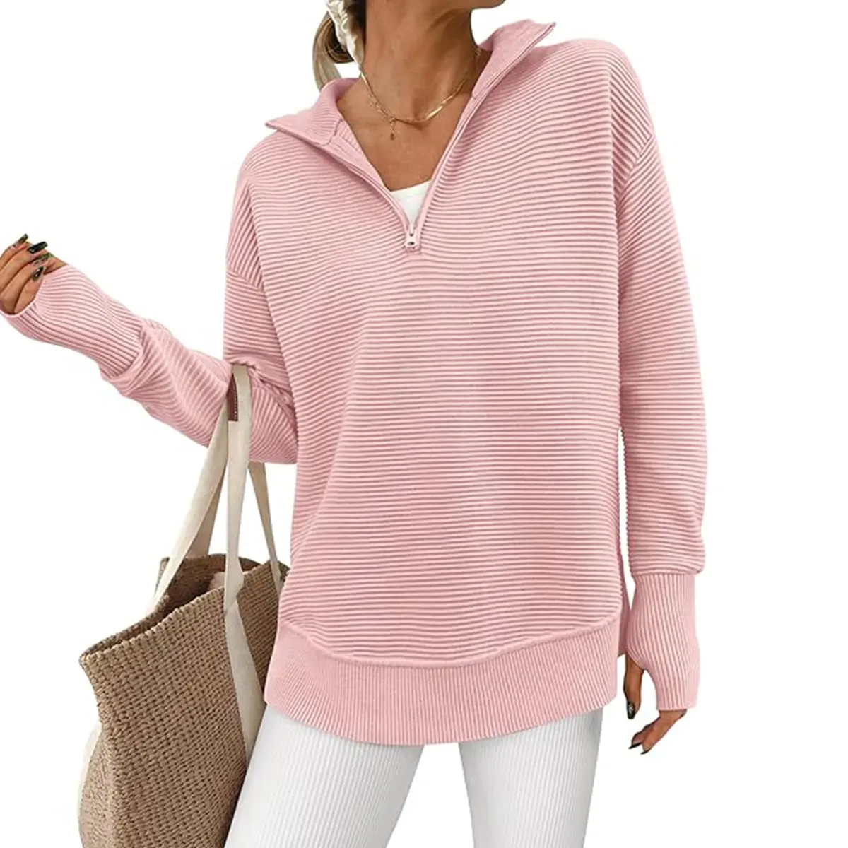 PRETTYGARDEN Women's Cozy Quarter Zip Pullover Sweater