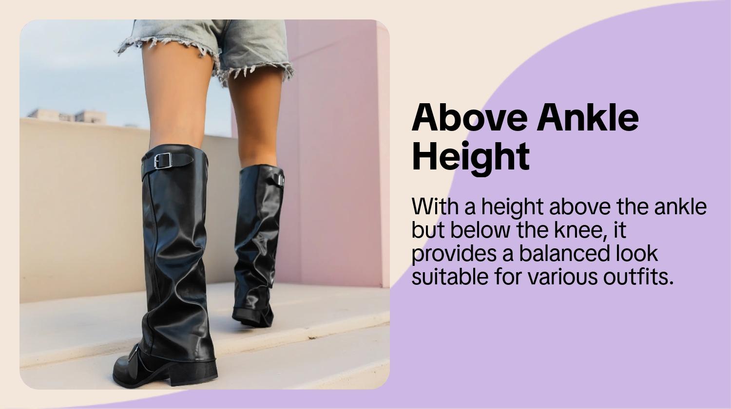 Women's Fashion Faux Leather Low Heel Boots, Casual Belted Knee High Boots, Round Toe Rubber Sole, Fall & Winter Style, Pull On Boots, Trendy Boots, Boots Shoes Women's Fashion Faux Leather Low Heel Boots, Casual Belted Knee High Boots, Round Toe Rubber Sole, Fall & Winter Style, Pull On Boots, Trendy Boots, Boots Shoes