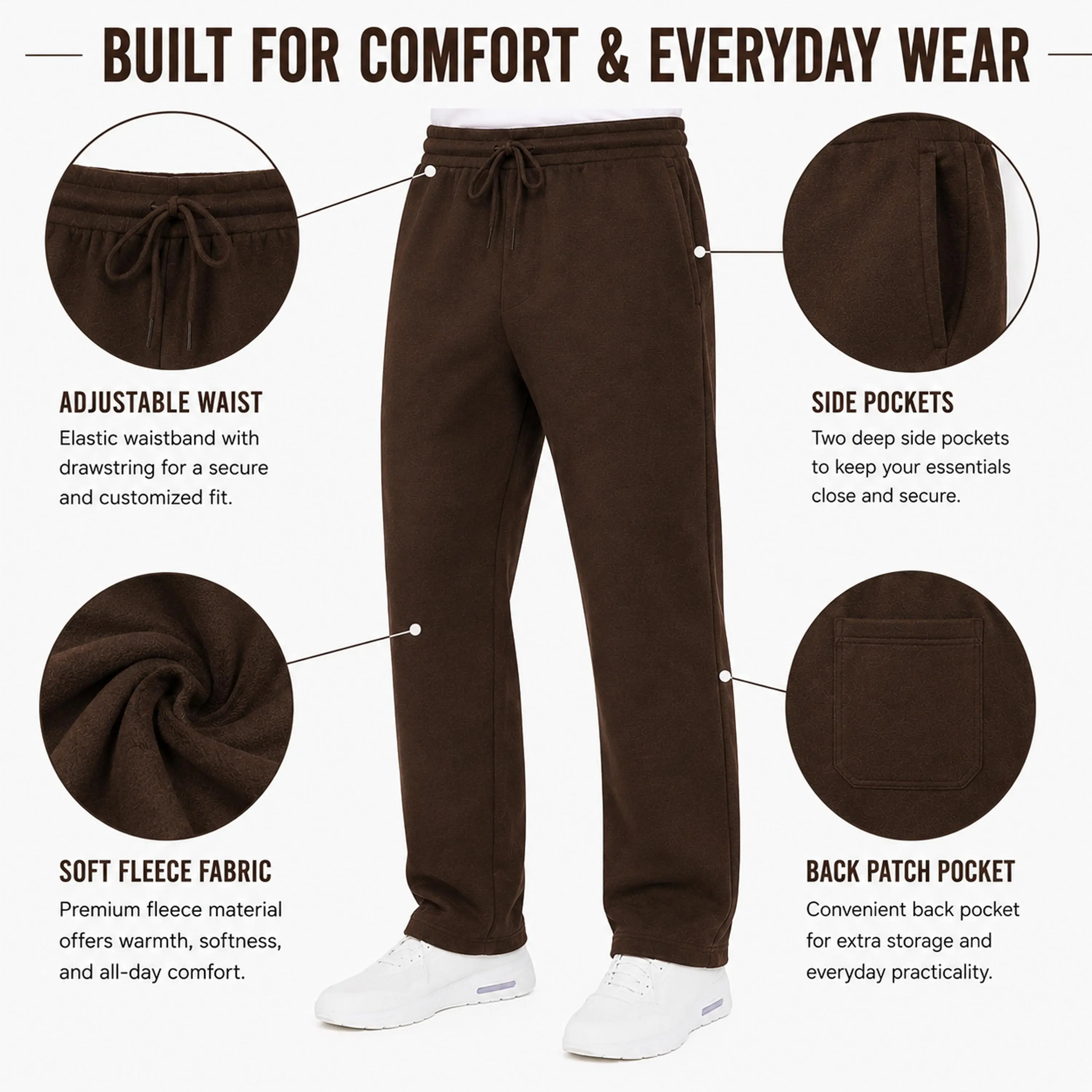 Men's Heavyweight Fleece Sweatpants 3-Pack Open Bottom Comfortable Fit
