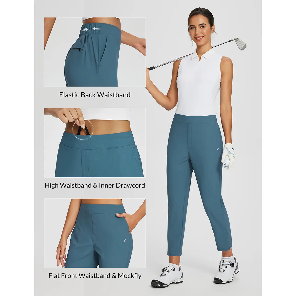 Women's UPF50 Stretch Ankle Pants with Zipper Pockets