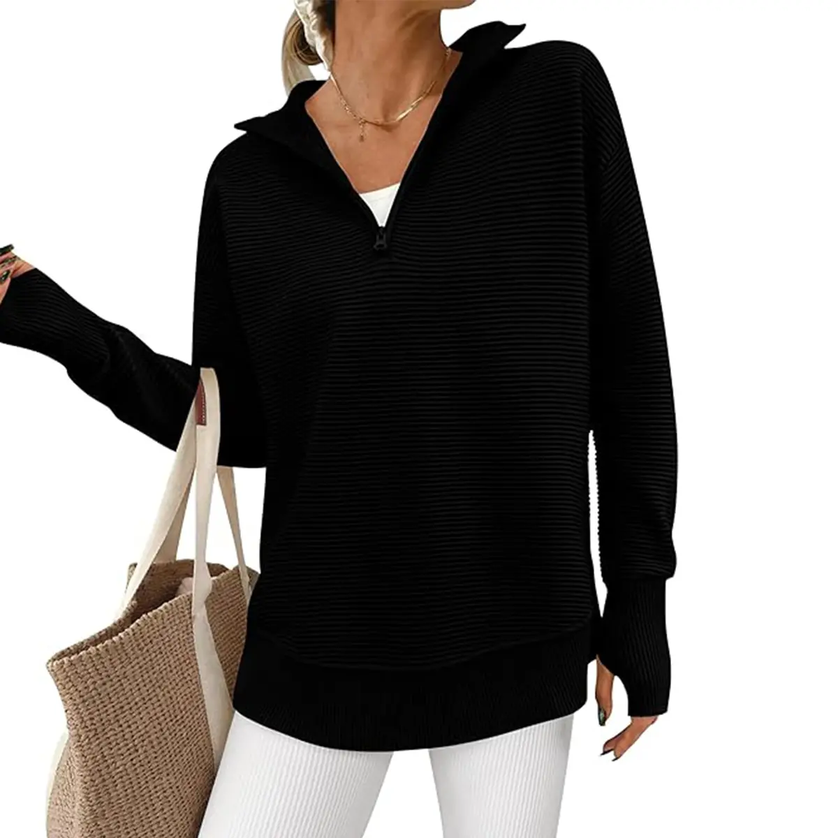 PRETTYGARDEN Women's Cozy Quarter Zip Pullover Sweater