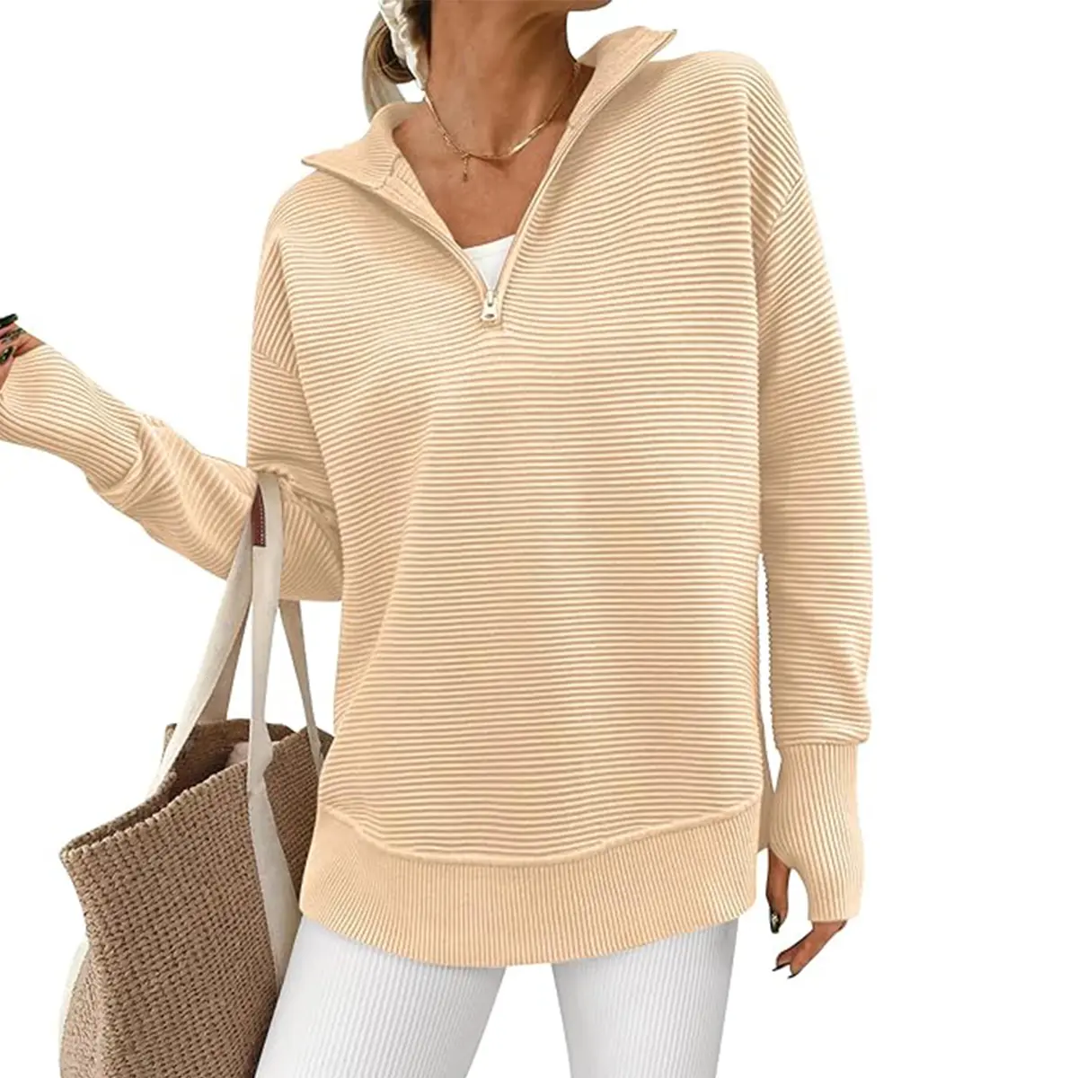 PRETTYGARDEN Women's Cozy Quarter Zip Pullover Sweater