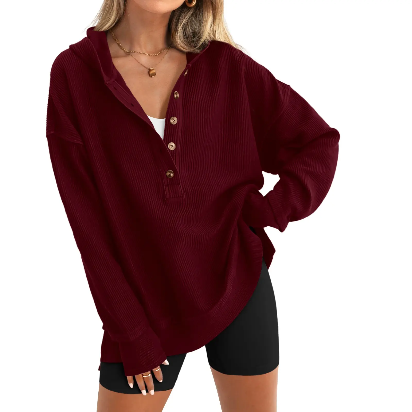 Women's Oversized Hoodie V Neck Sweatshirt