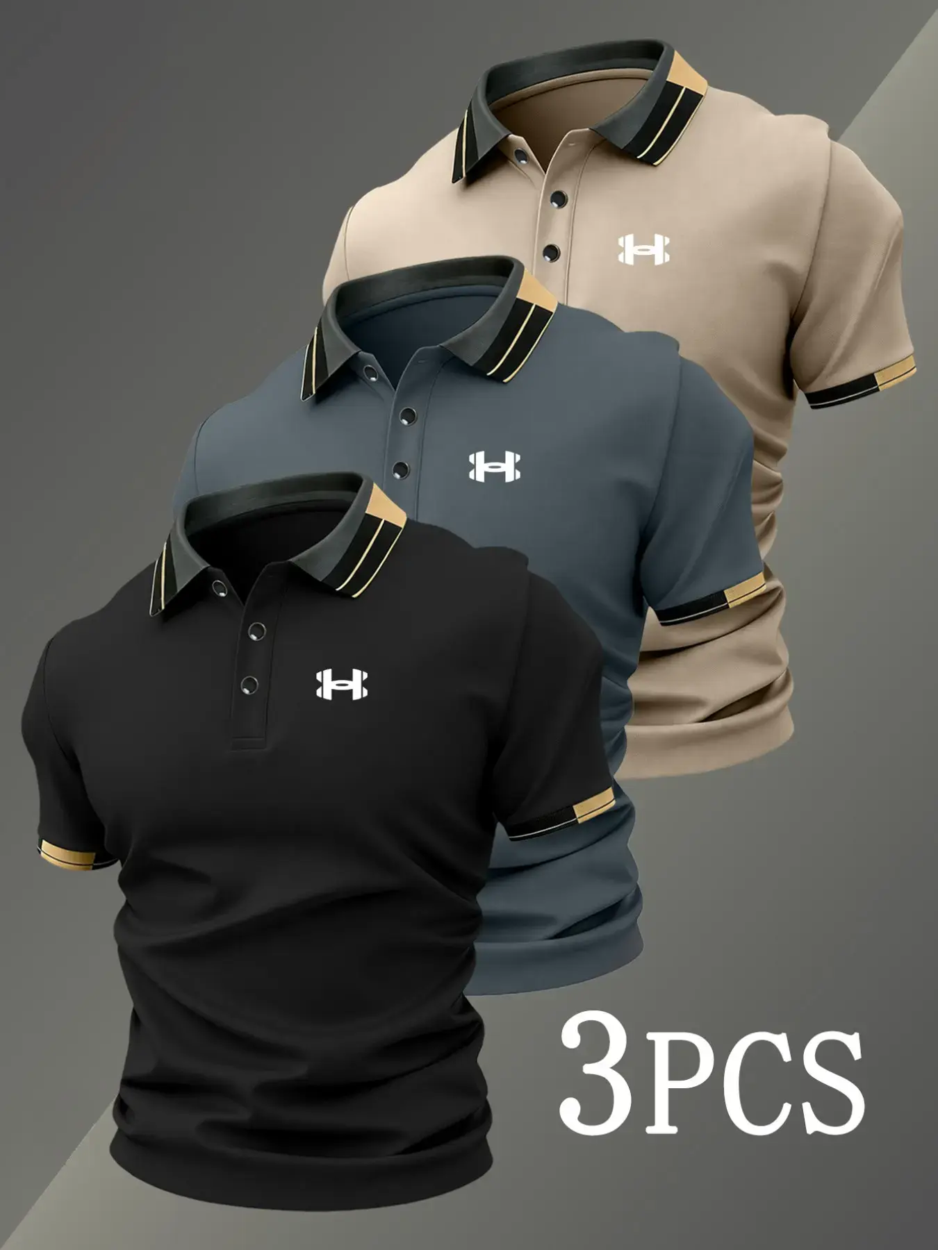 Men's Breathable Stretch Golf Polo Shirts