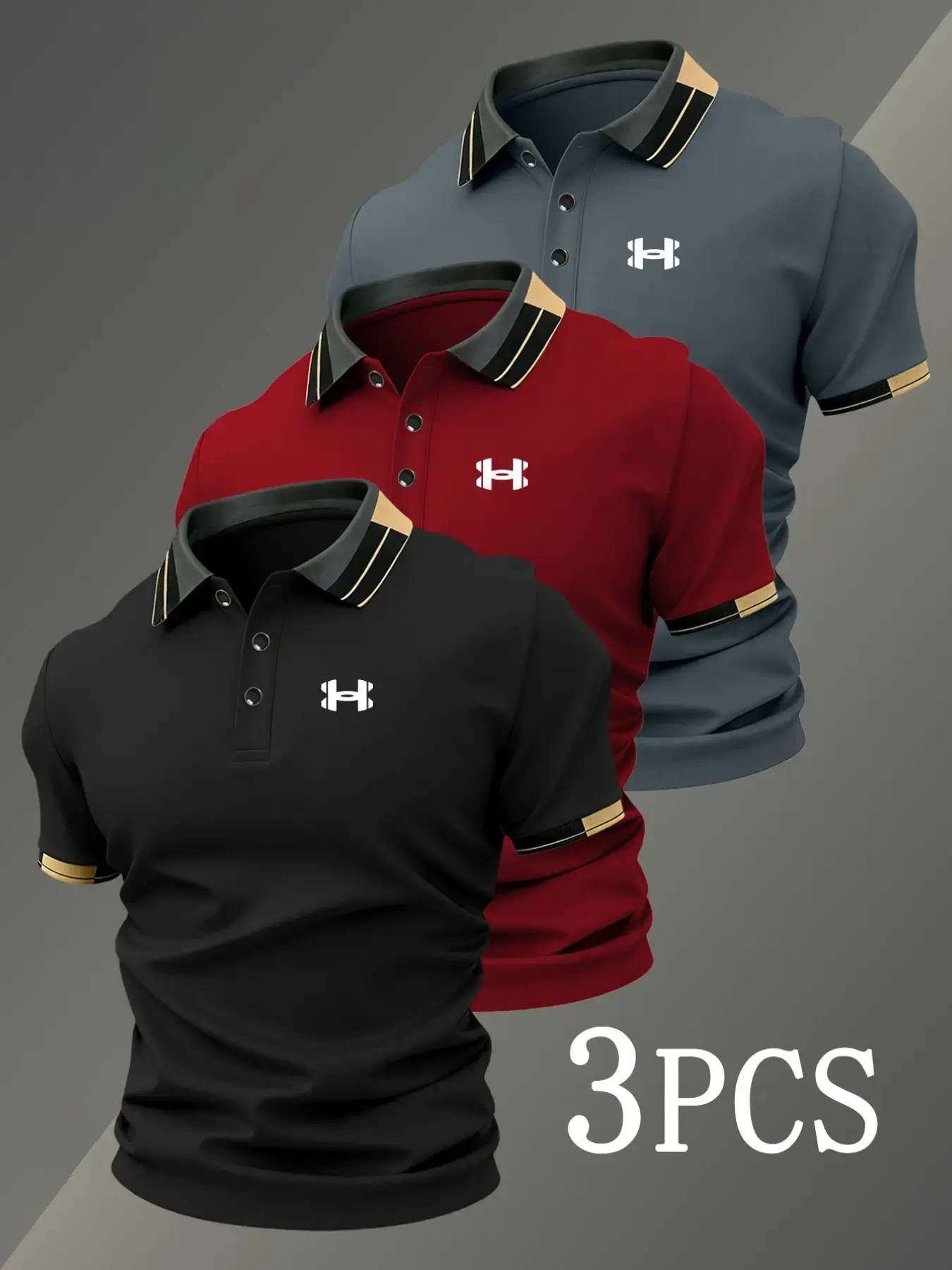 Men's Breathable Stretch Golf Polo Shirts