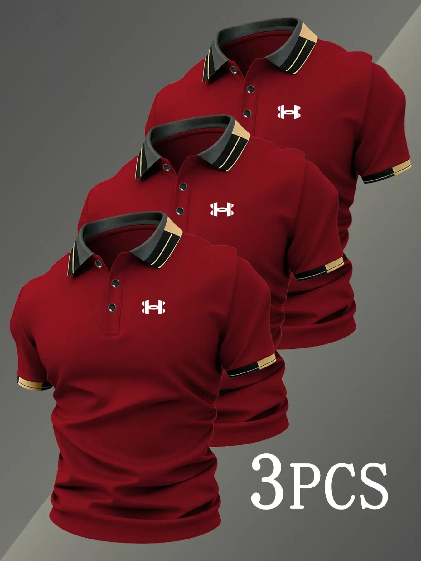 Men's Breathable Stretch Golf Polo Shirts