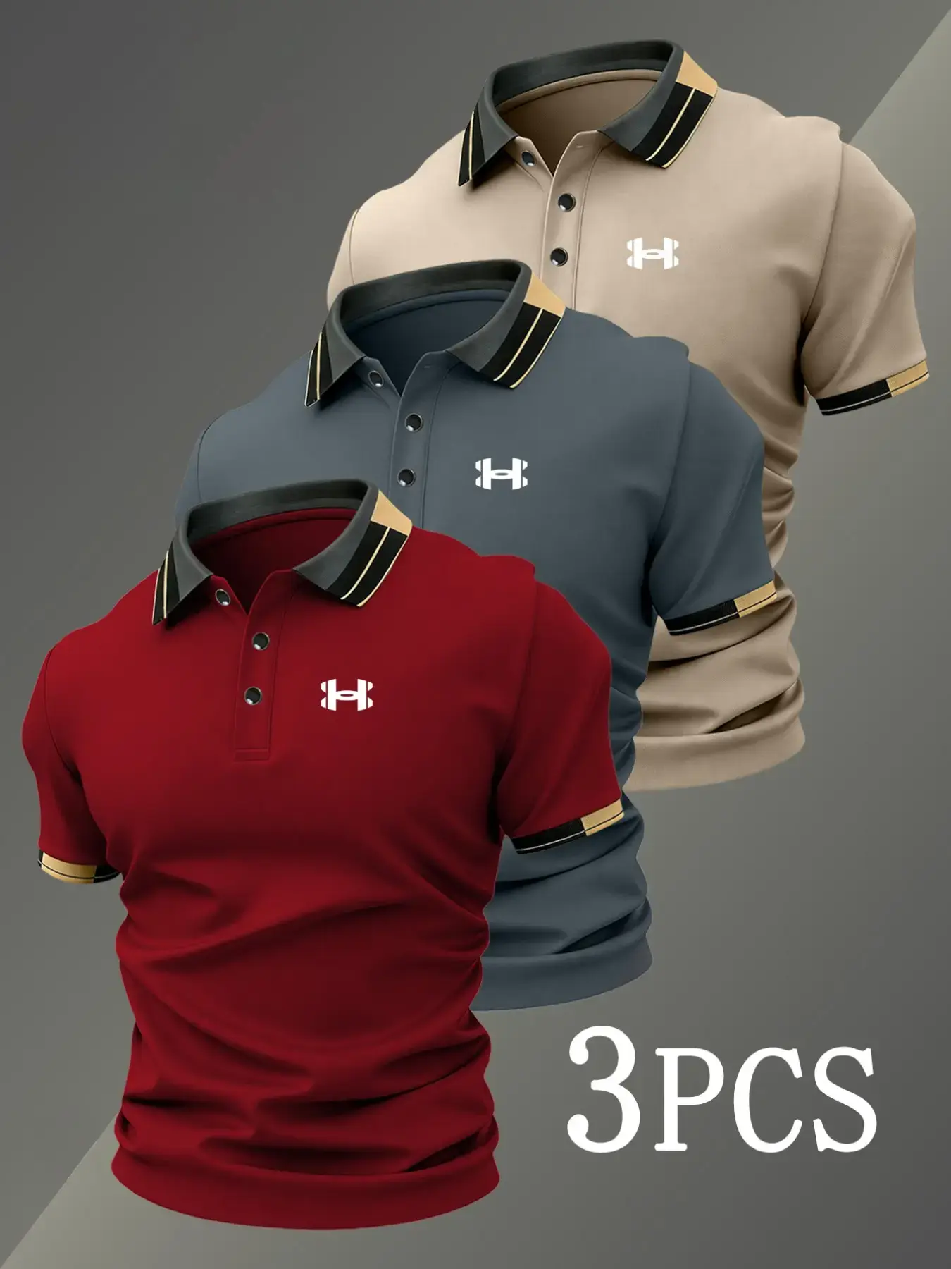 Men's Breathable Stretch Golf Polo Shirts