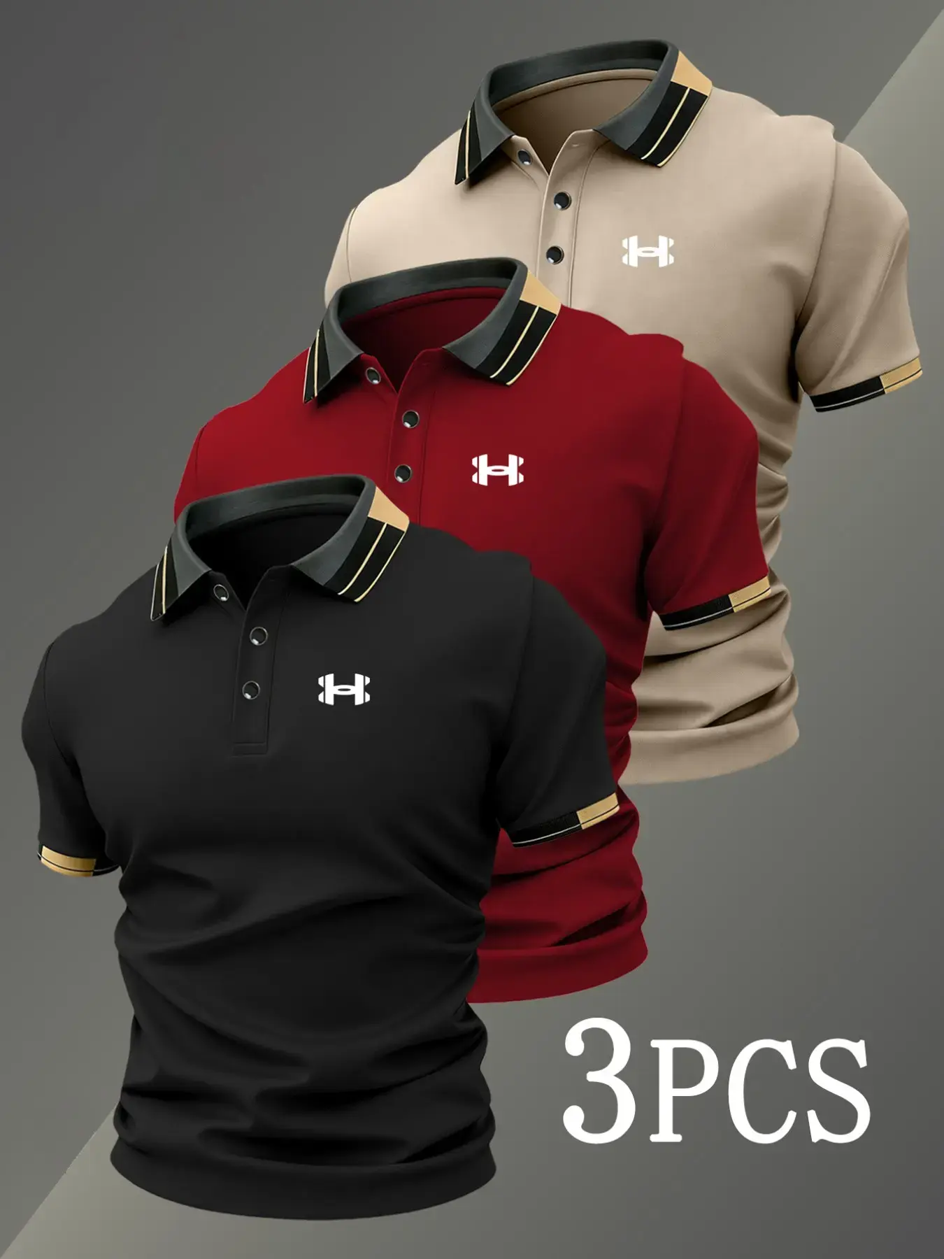 Men's Breathable Stretch Golf Polo Shirts