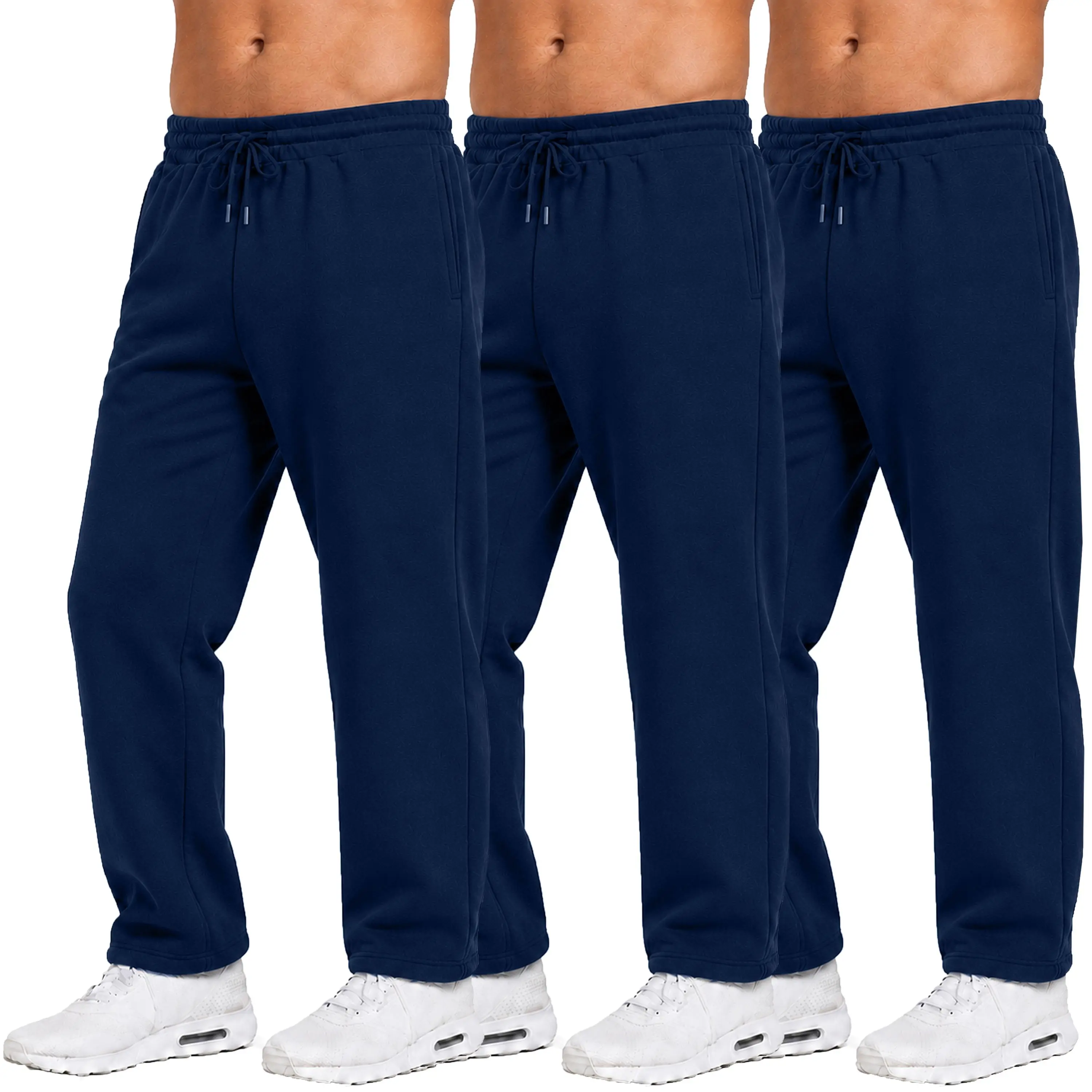 Men's Heavyweight Fleece Sweatpants 3-Pack Open Bottom Comfortable Fit