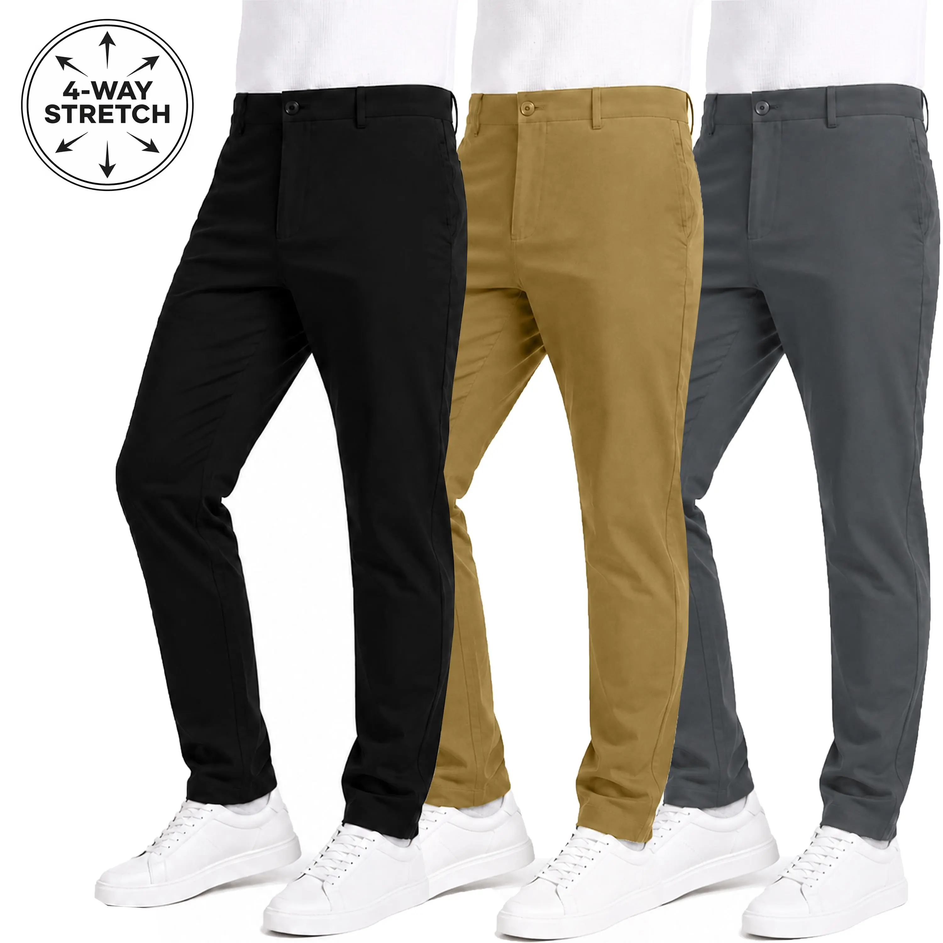 Men's Slim Fit Dress Pants with Flex Stretch Fabric