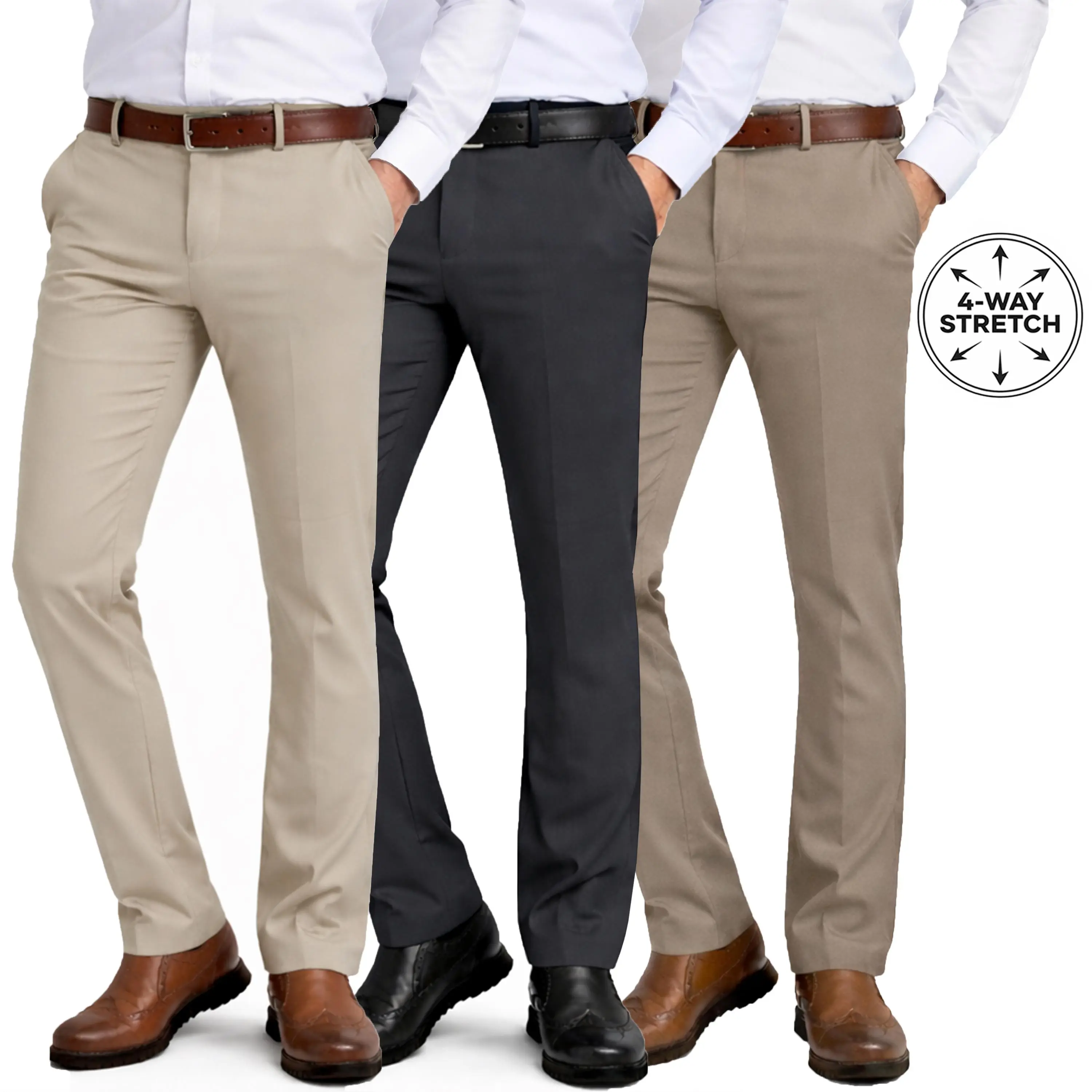 Men's Slim Fit Dress Pants with Flex Stretch Fabric