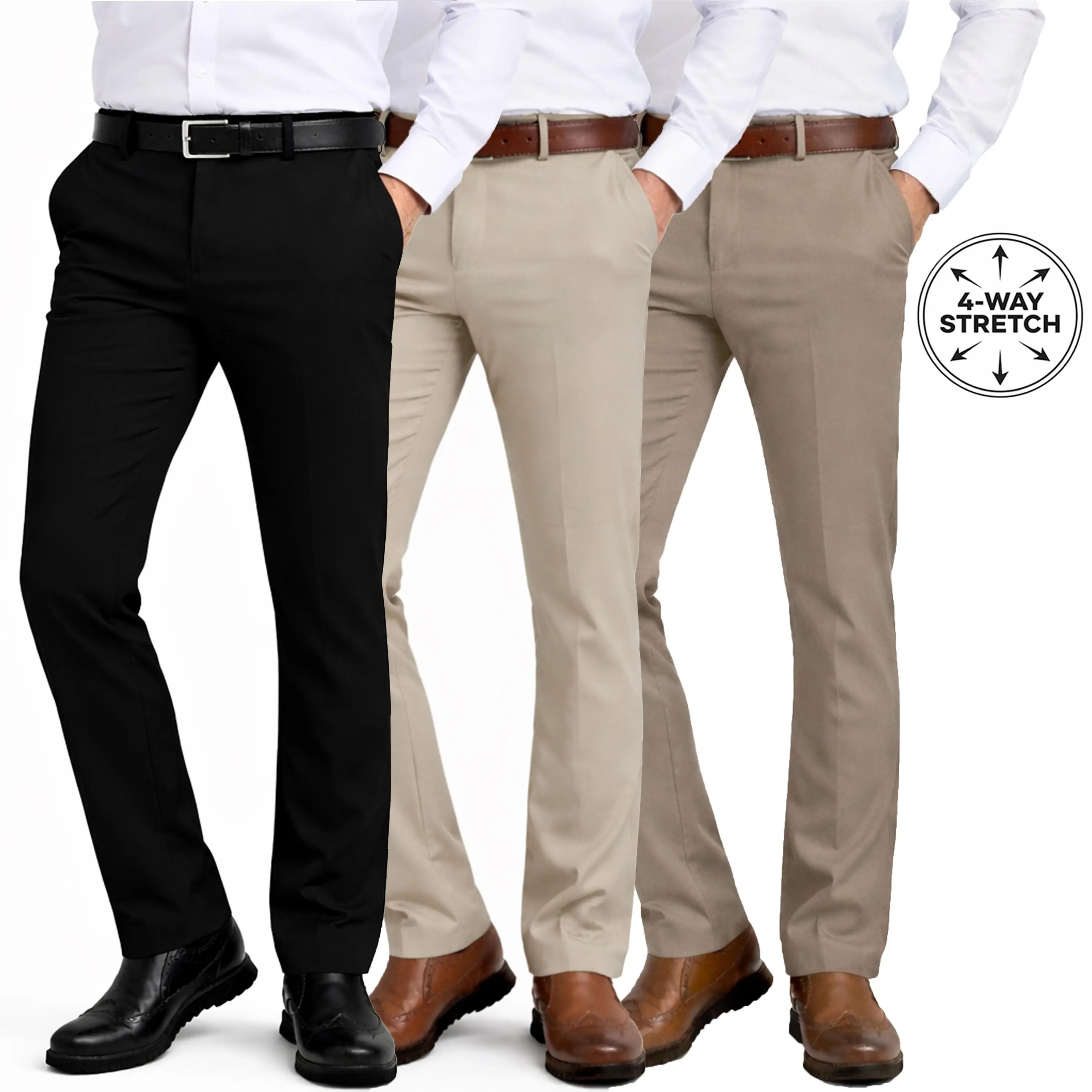 Men's Slim Fit Dress Pants with Flex Stretch Fabric