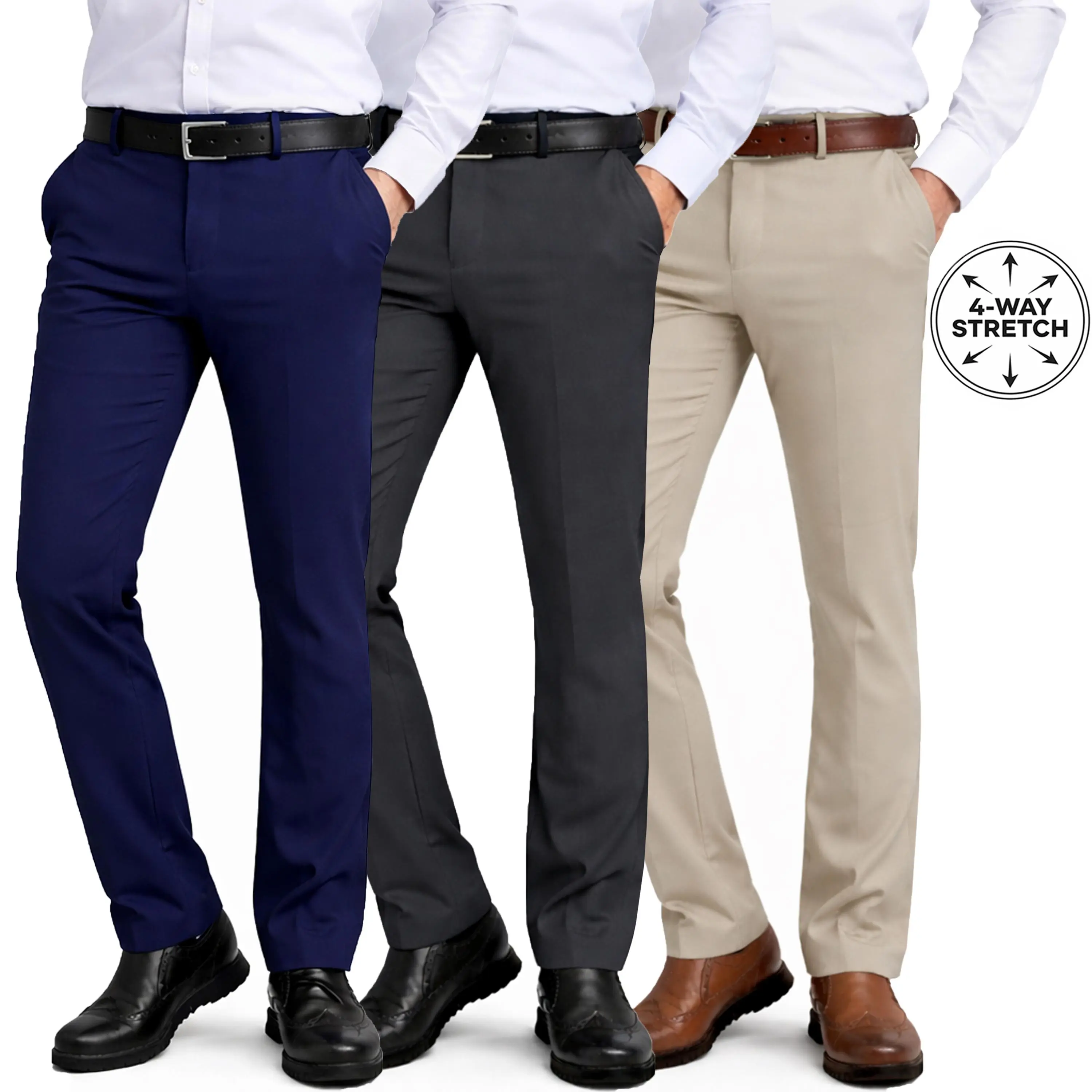 Men's Slim Fit Dress Pants with Flex Stretch Fabric