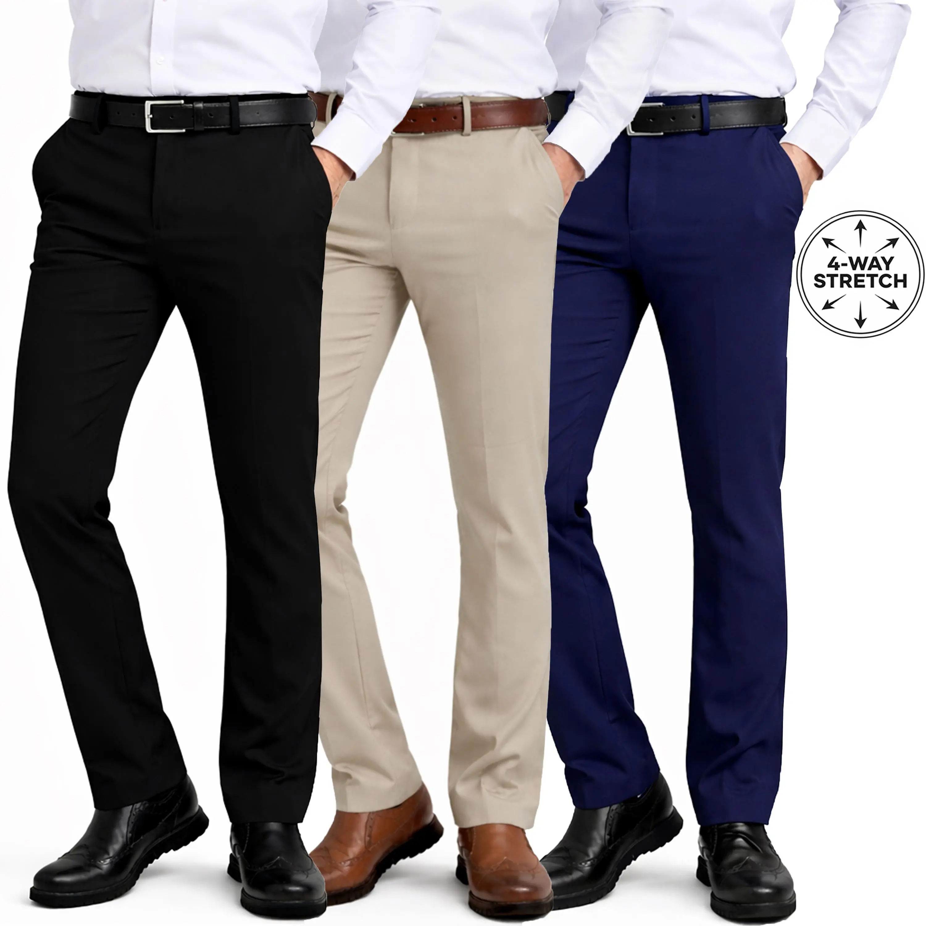 Men's Slim Fit Dress Pants with Flex Stretch Fabric