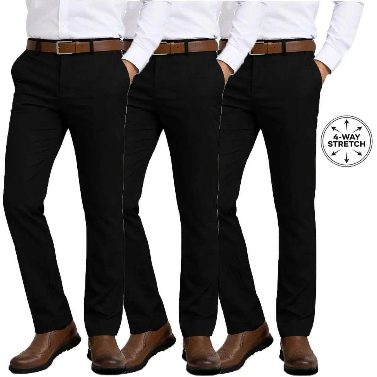 Men's Slim Fit Dress Pants with Flex Stretch Fabric