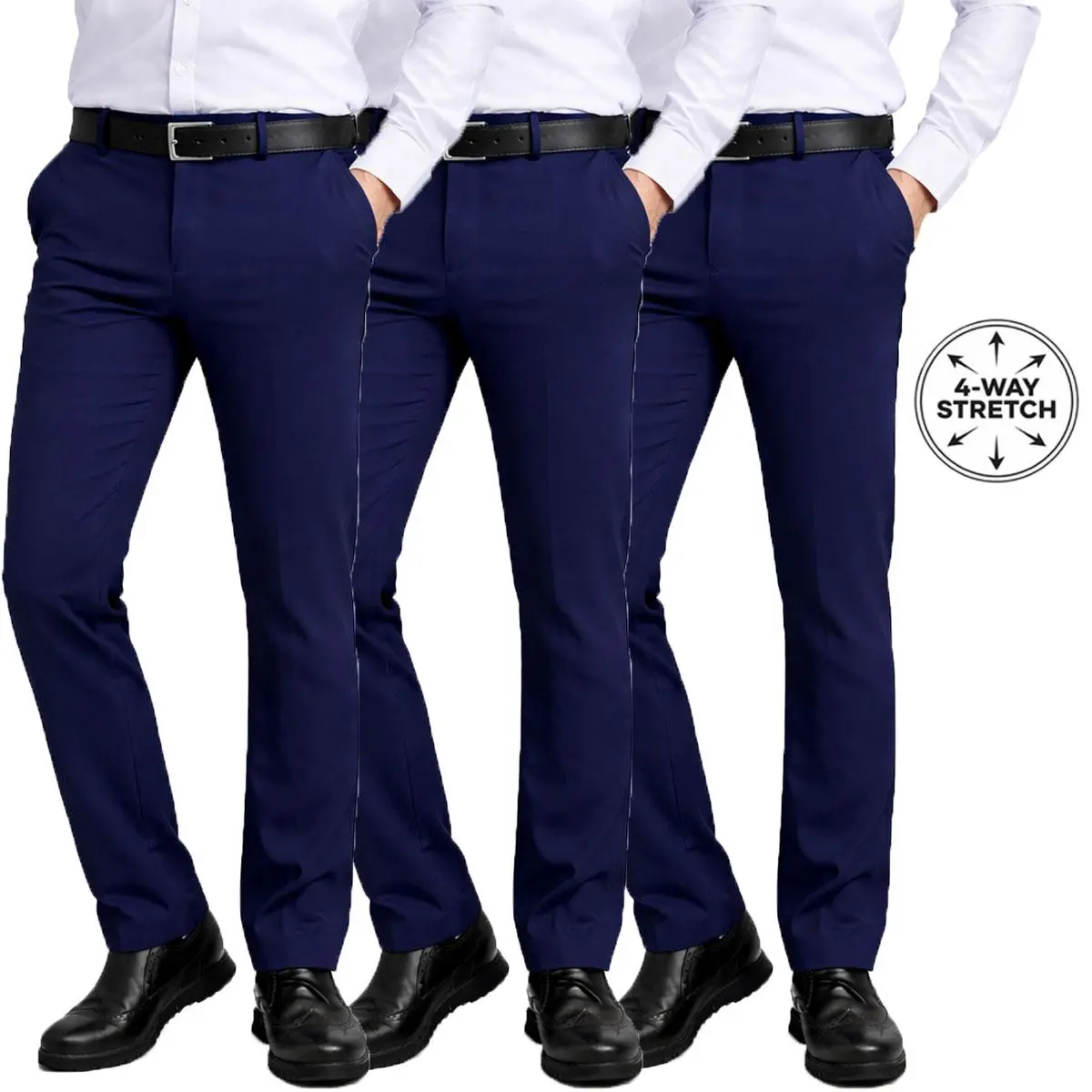 Men's Slim Fit Dress Pants with Flex Stretch Fabric