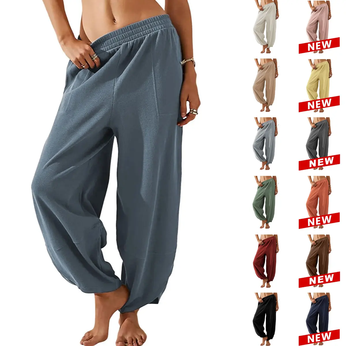 Women's Elastic Waist Wide Leg Palazzo Pants