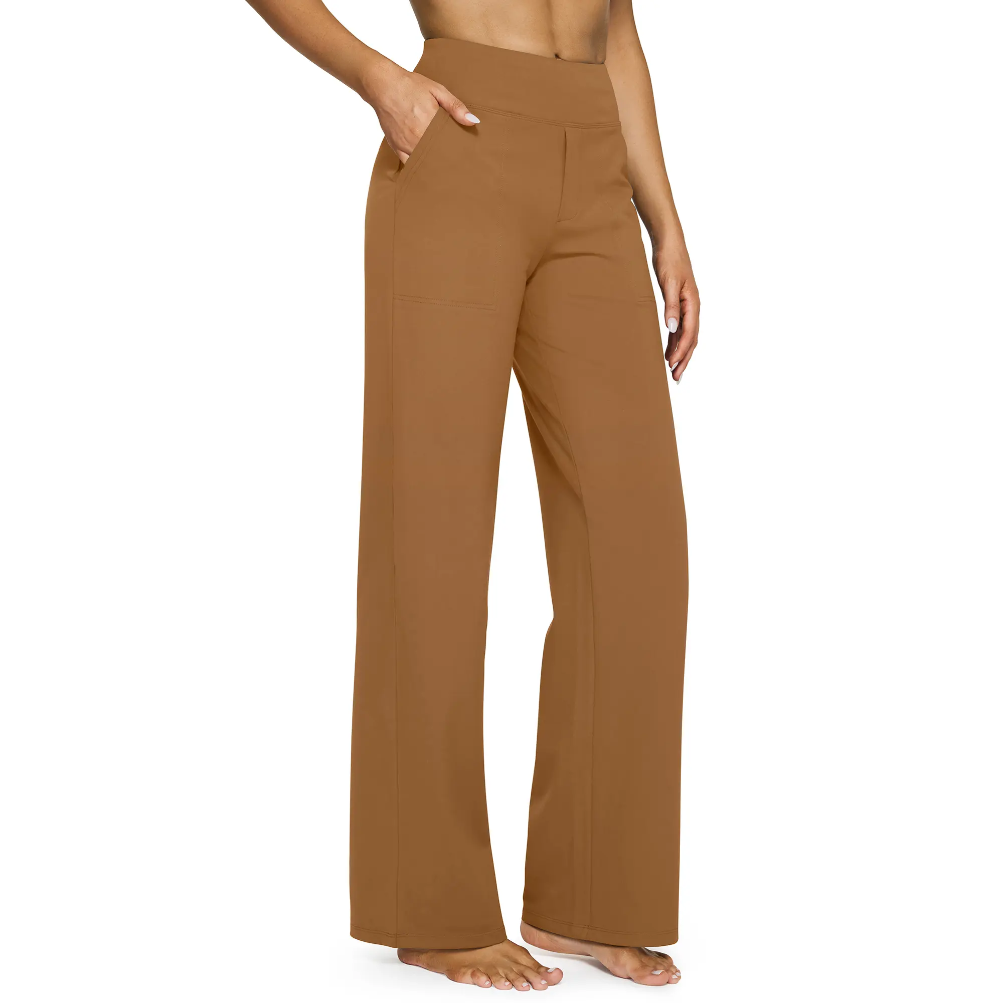 Women's High-Waist Wide-Leg Yoga Pants - Soft Stretch Baggy Sweatpants with Pockets