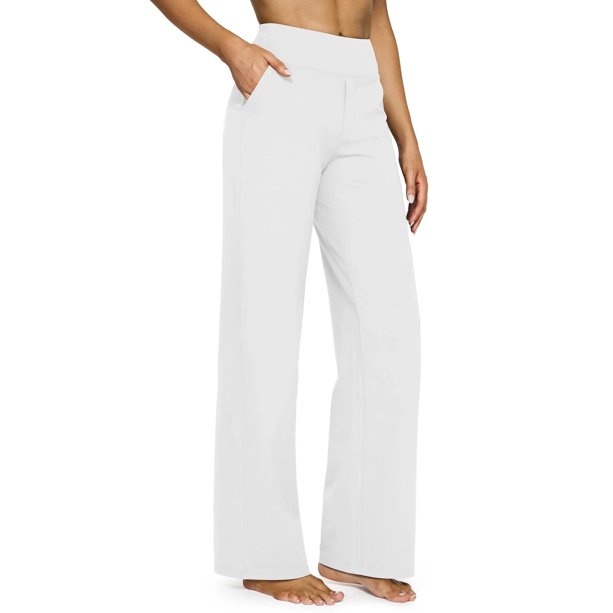 Women's High-Waist Wide-Leg Yoga Pants - Soft Stretch Baggy Sweatpants with Pockets