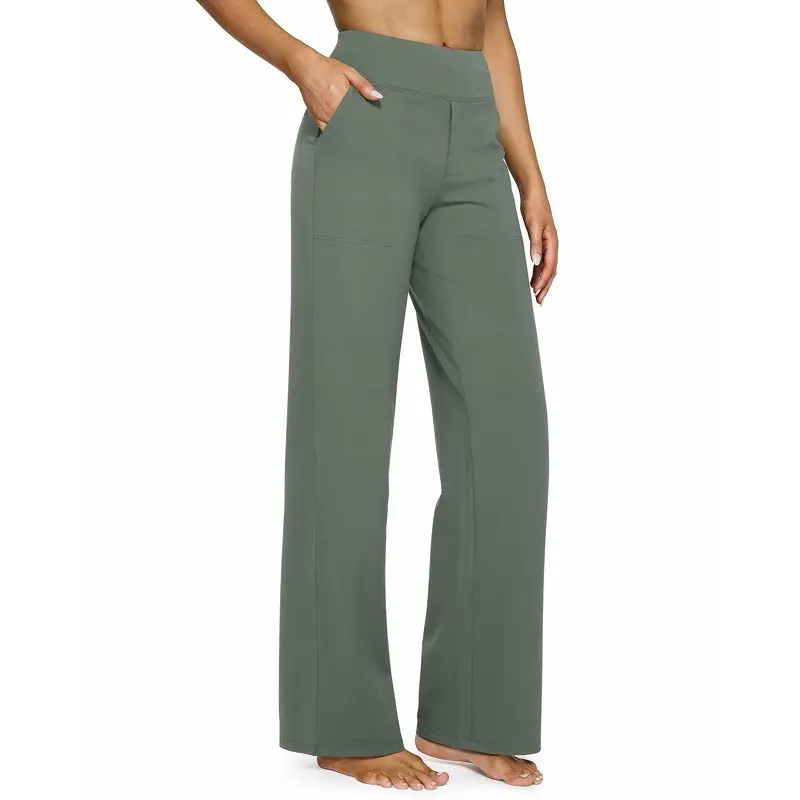 Women's High-Waist Wide-Leg Yoga Pants - Soft Stretch Baggy Sweatpants with Pockets