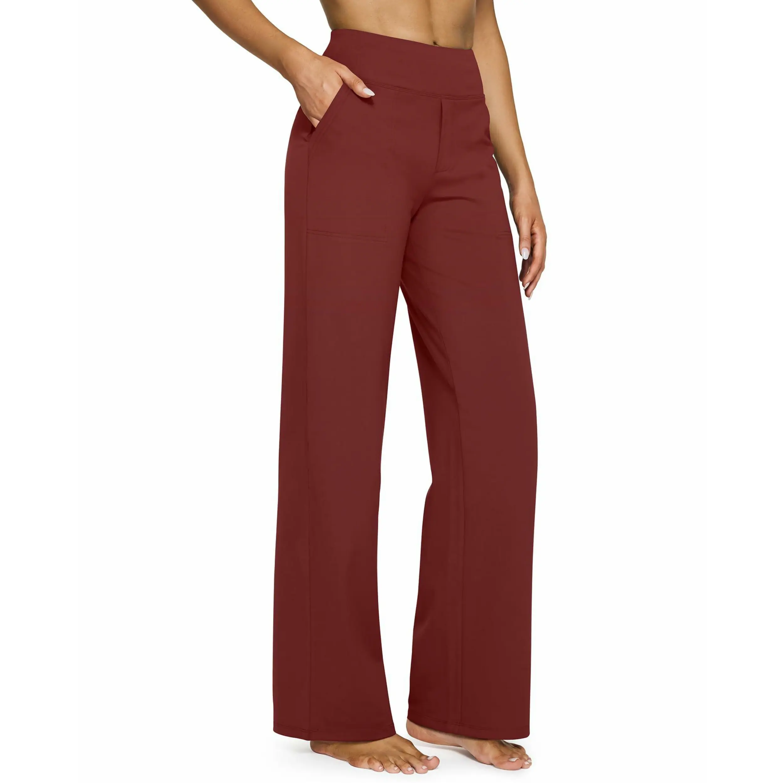 Women's High-Waist Wide-Leg Yoga Pants - Soft Stretch Baggy Sweatpants with Pockets