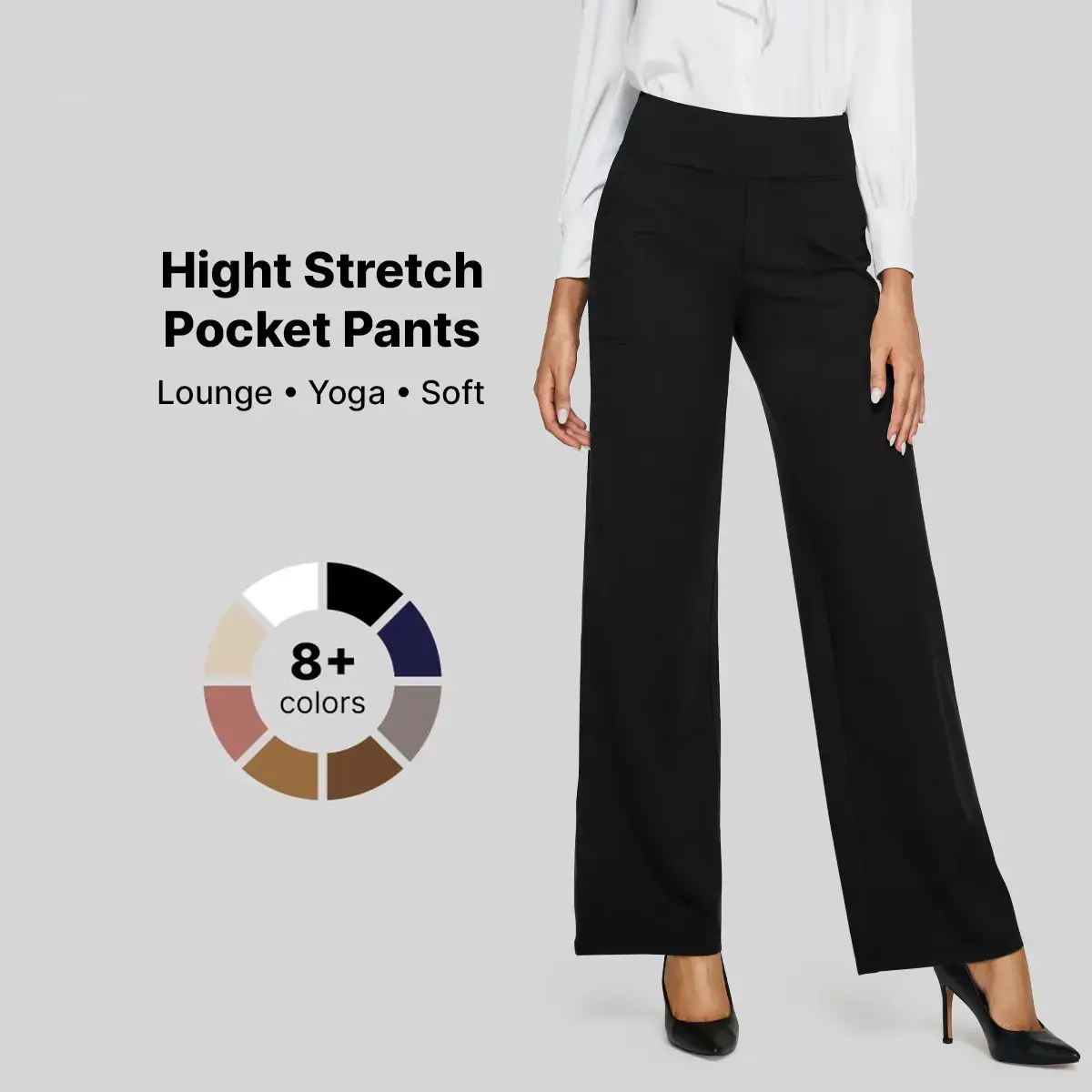 Women's High-Waist Wide-Leg Yoga Pants - Soft Stretch Baggy Sweatpants with Pockets
