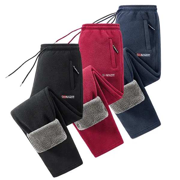 3-Pack Men’s Casual Fleece Pants with Inner Lining, Drawstring Waist, and Pockets