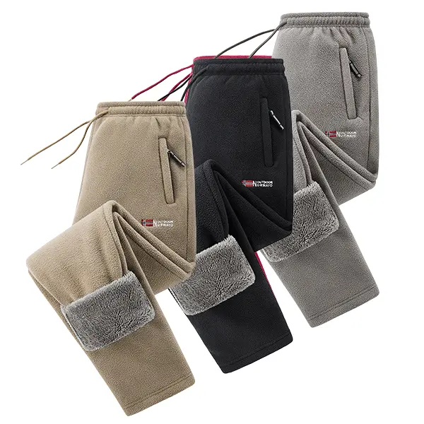 3-Pack Men’s Casual Fleece Pants with Inner Lining, Drawstring Waist, and Pockets