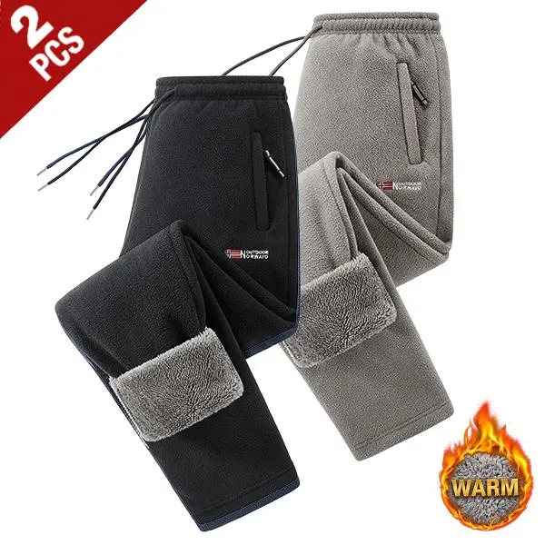 3-Pack Men’s Casual Fleece Pants with Inner Lining, Drawstring Waist, and Pockets