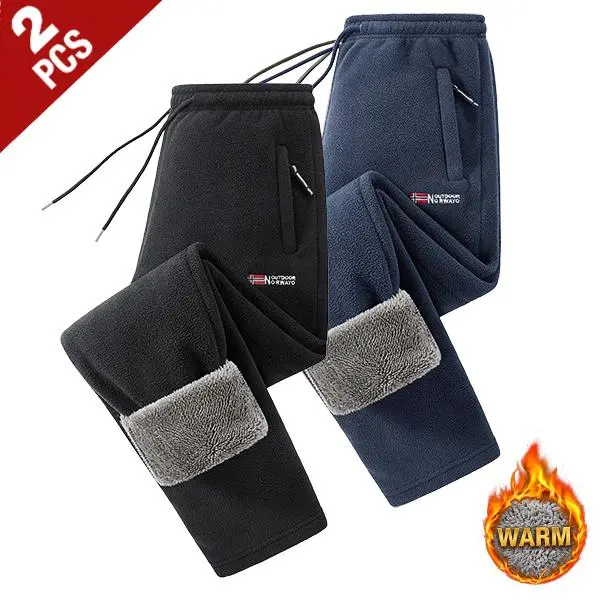 3-Pack Men’s Casual Fleece Pants with Inner Lining, Drawstring Waist, and Pockets