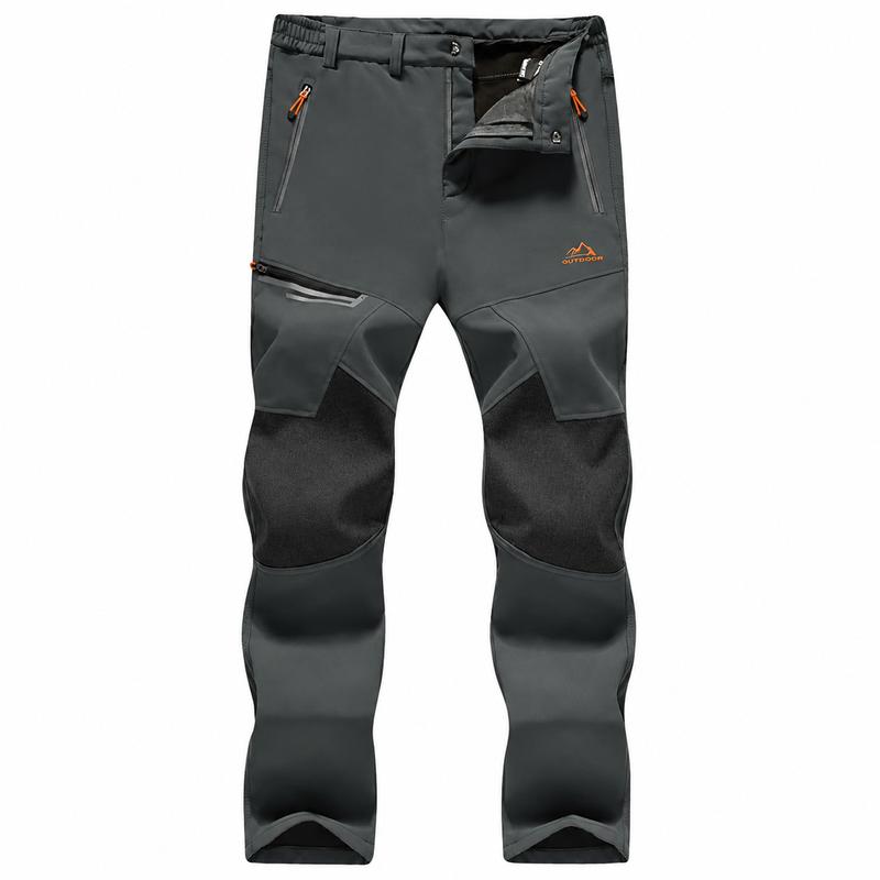 Men's Water-Resistant Fleece-Lined Snow Pants with 4 Zip Pockets & Reinforced Knees