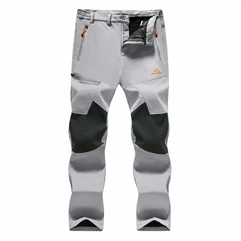 Men's Water-Resistant Fleece-Lined Snow Pants with 4 Zip Pockets & Reinforced Knees