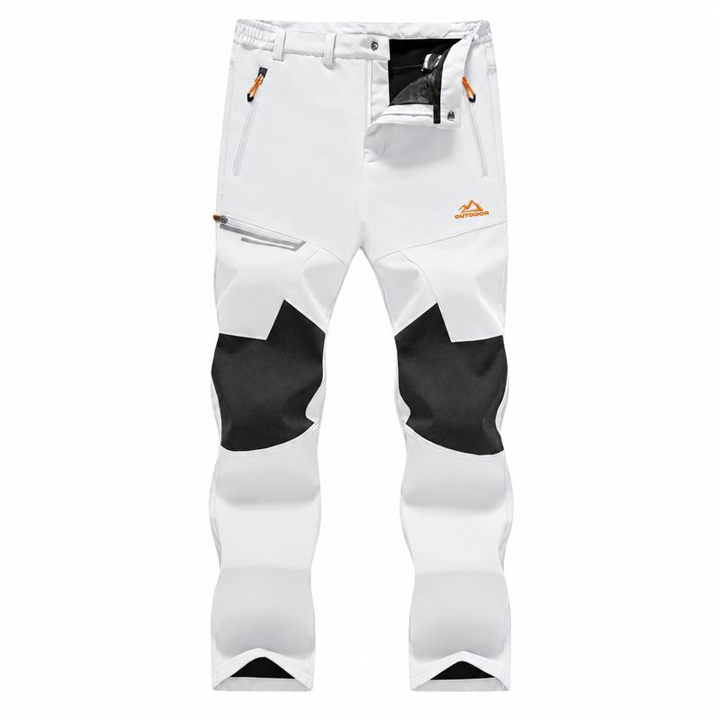Men's Water-Resistant Fleece-Lined Snow Pants with 4 Zip Pockets & Reinforced Knees