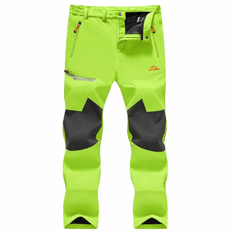 Men's Water-Resistant Fleece-Lined Snow Pants with 4 Zip Pockets & Reinforced Knees