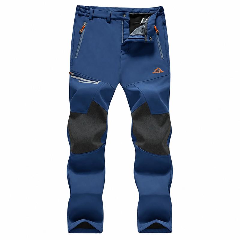 Men's Water-Resistant Fleece-Lined Snow Pants with 4 Zip Pockets & Reinforced Knees