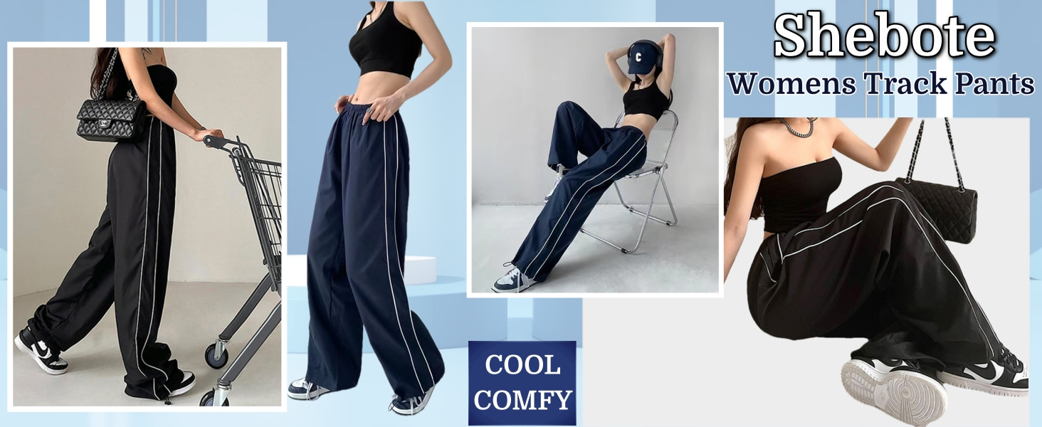 Parachute Pants for Women Baggy Fit Cargo Pants with Pockets