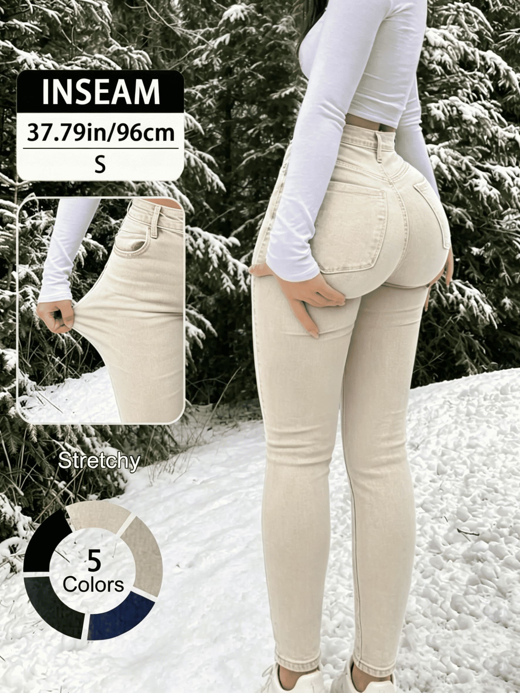 Elegant High Waist Long Skinny Denim Jeans for Women - Image 10