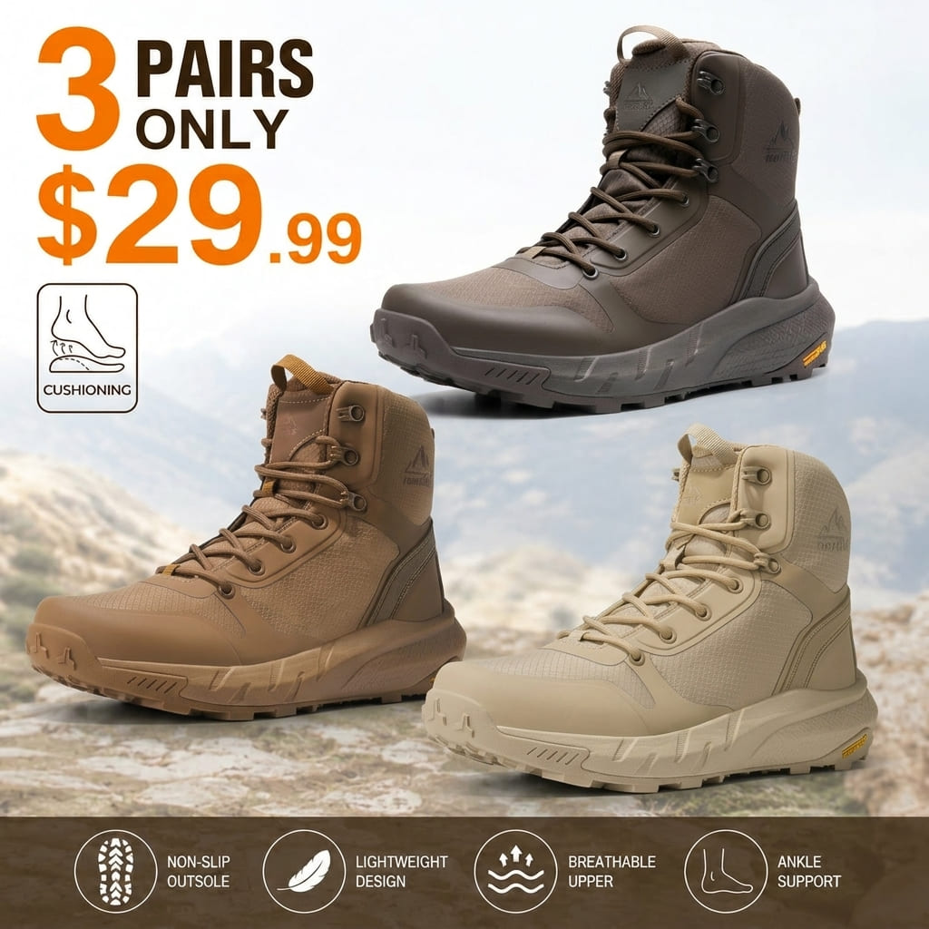Men's Tactical Boots Lightweight Comfortable All-Day Work Boots