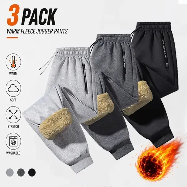 Men's Polar Fleece Thermal Joggers with Thick Warm Lining