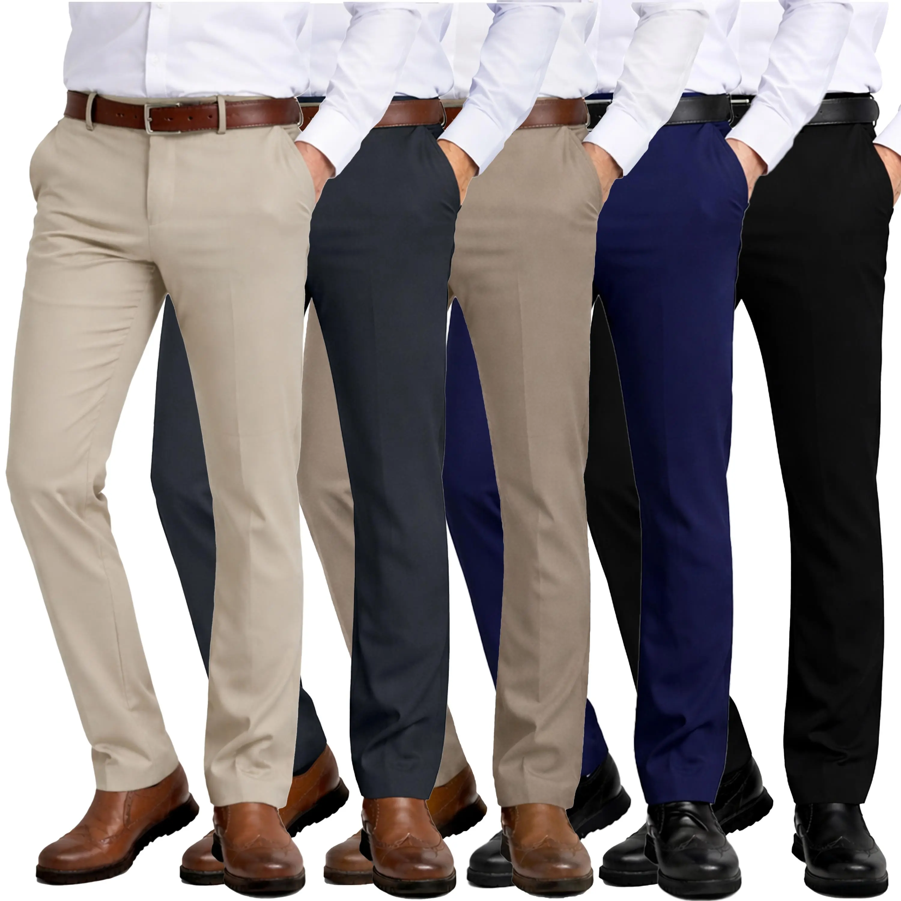 Men's Slim Fit Dress Pants with Flex Stretch Fabric