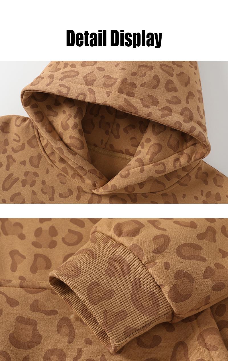 Men&rsquo;s and women&rsquo;s autumn/winter leopard-print hooded sweatshirt, loose and versatile, kangaroo pocket long-sleeve hoodie, suitable for daily commuting and outdoor activities