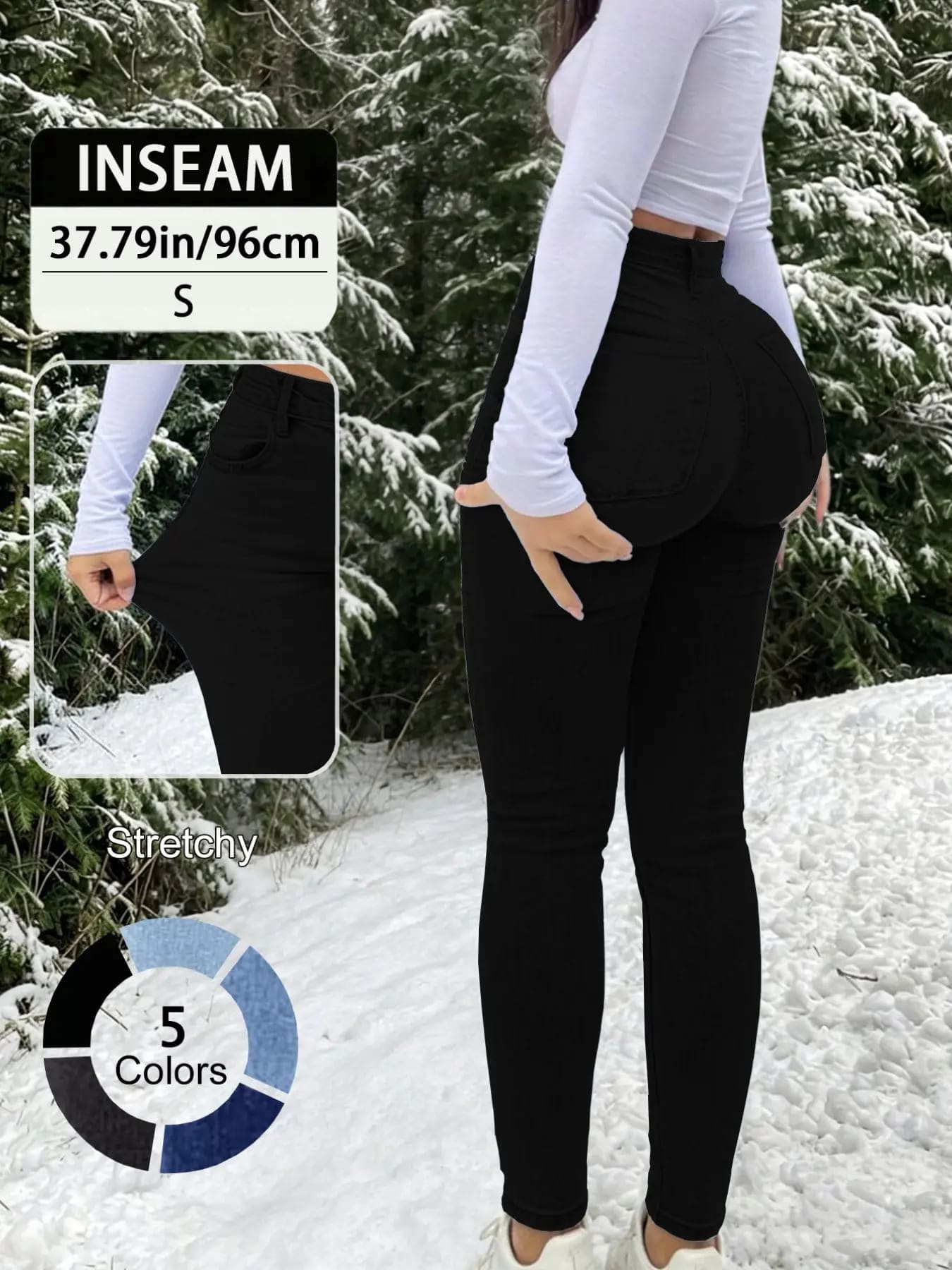 Elegant High Waist Long Skinny Denim Jeans for Women - Image 5