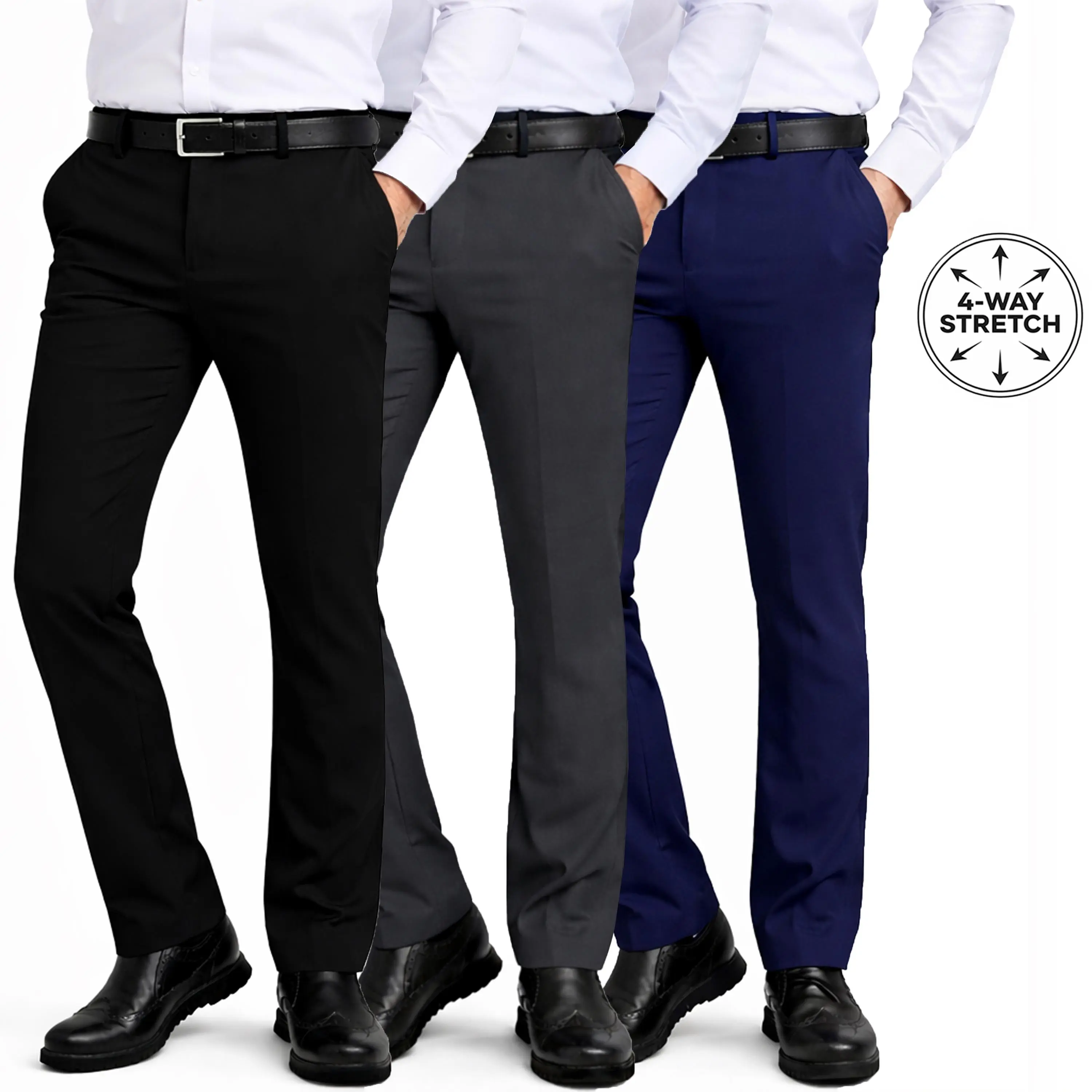 Men's Slim Fit Dress Pants with Flex Stretch Fabric