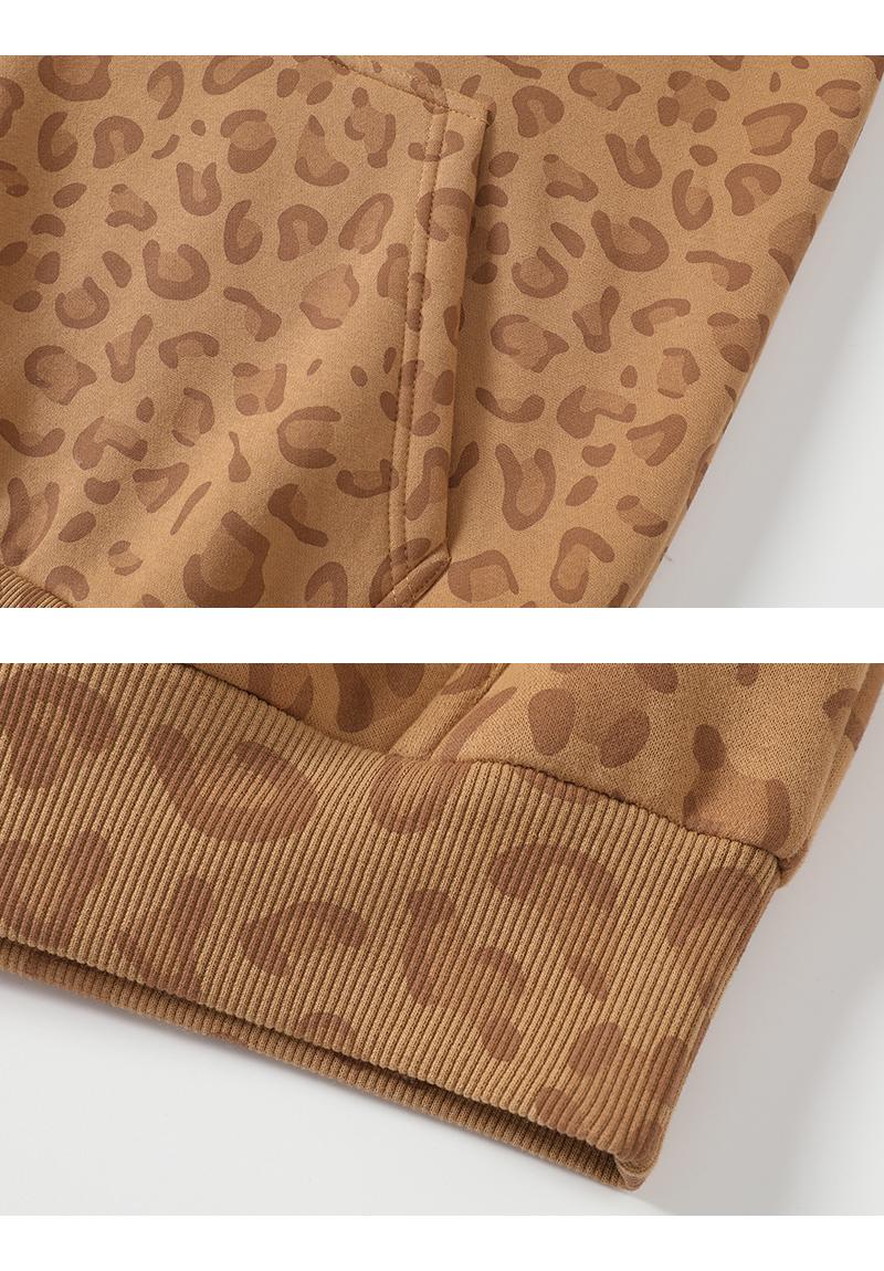 Men&rsquo;s and women&rsquo;s autumn/winter leopard-print hooded sweatshirt, loose and versatile, kangaroo pocket long-sleeve hoodie, suitable for daily commuting and outdoor activities