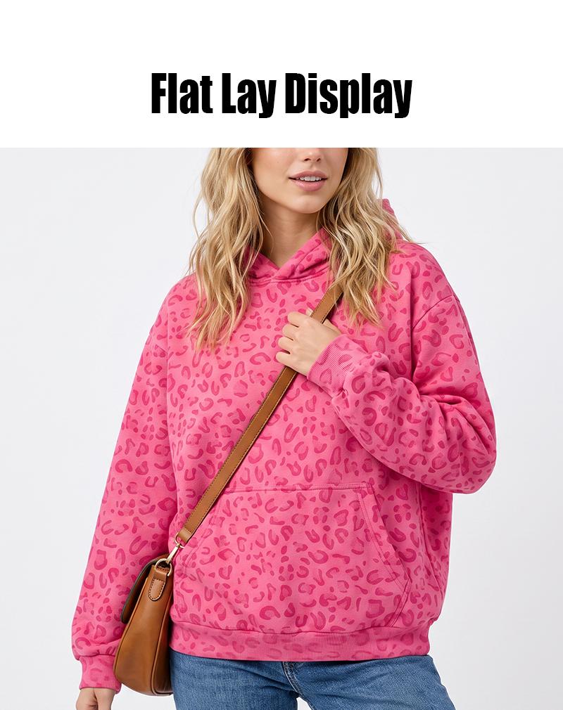Men&rsquo;s and women&rsquo;s autumn/winter leopard-print hooded sweatshirt, loose and versatile, kangaroo pocket long-sleeve hoodie, suitable for daily commuting and outdoor activities