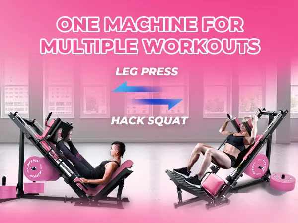 RITFIT BLP01 Pink Linear Bearing Leg Press Hack Squat Machine, Professional Adjustable Full Lower Body Fitness Trainer, Multifunctional Strength Training Equipment for Home Gym Use, At Home Gym Equipment,summerwins