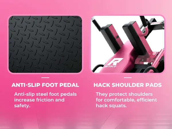 RITFIT BLP01 Pink Linear Bearing Leg Press Hack Squat Machine, Professional Adjustable Full Lower Body Fitness Trainer, Multifunctional Strength Training Equipment for Home Gym Use, At Home Gym Equipment,summerwins